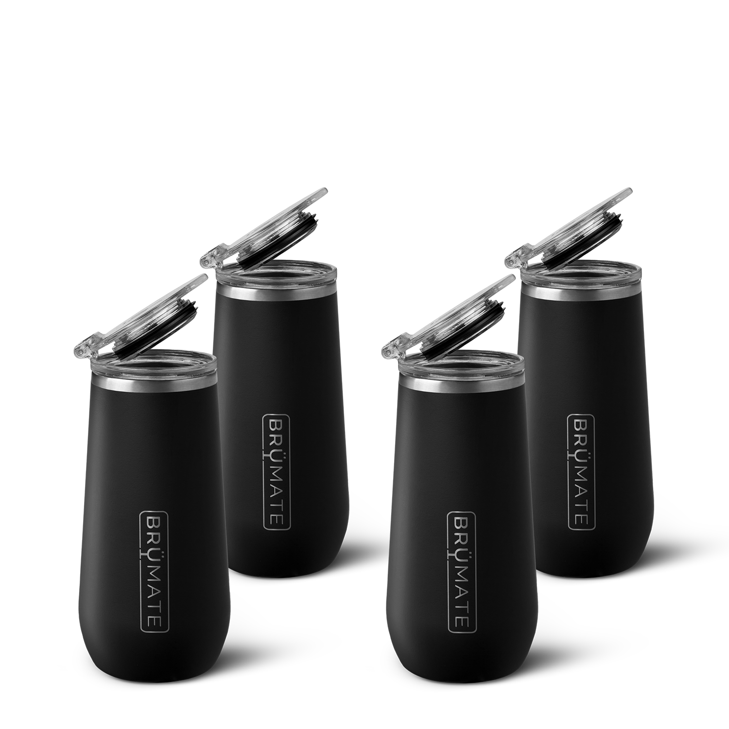 Four-Piece Champagne Flute Set | Matte Black | 12oz
